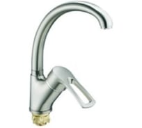 Смеситель для кухонной мойки Zegor усиленный корпус, с поворотным круглым изливом 360, картридж 40, покрытие сатин, крепление гайка (корона) DYU4-A181KH