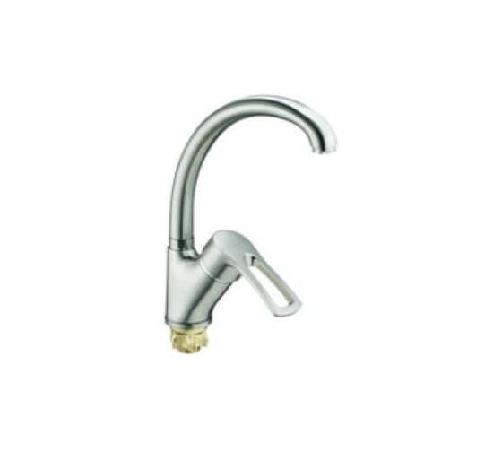 Смеситель для кухонной мойки Zegor усиленный корпус, с поворотным круглым изливом 360, картридж 40, покрытие сатин, крепление гайка (корона) DYU4-A181KH