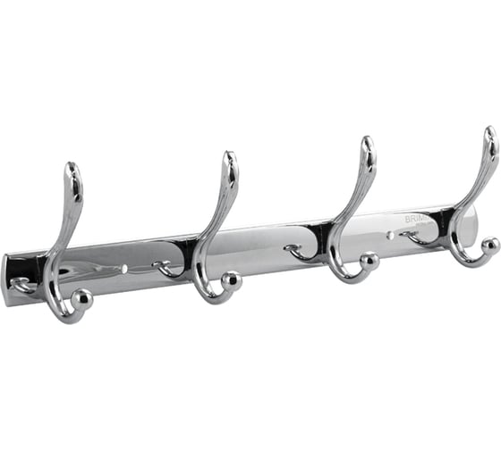 Крючок для полотенца Brimix на планке 4 х 2 шт, усиленный, цвет ХРОМ 564