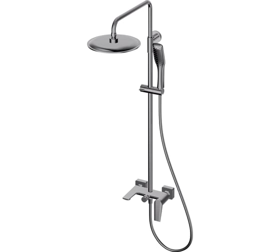 Душевая стойка со статичным изливом, верхним душем и ручной лейкой Olive's VIAR, оружейная сталь 28511VRGM