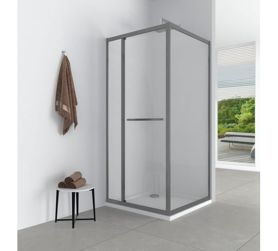 Душевое ограждение EvaGold EG7G квадратное 100×100 см профиль оружейная сталь прозрачное стекло EG220083