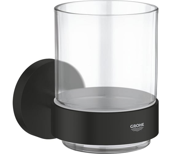 Стакан с держателем Grohe Essentials матовый черный 1022562430