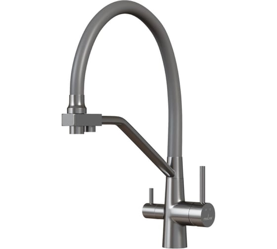 Смеситель для кухни MIXLINE 35k МЛНС-0404 серый, гибкий излив, подключение к фильтру, п/гайку САТИН 558433