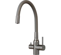 Смеситель для кухни MIXLINE 35k МЛНС-0403 MLSS-0403 серый гибкий излив, подключение к фильтру, п/гайку САТИН 558431