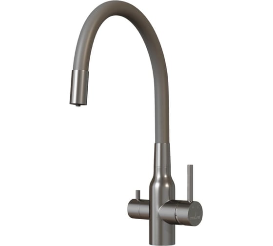 Смеситель для кухни MIXLINE 35k МЛНС-0403 MLSS-0403 серый гибкий излив, подключение к фильтру, п/гайку САТИН 558431