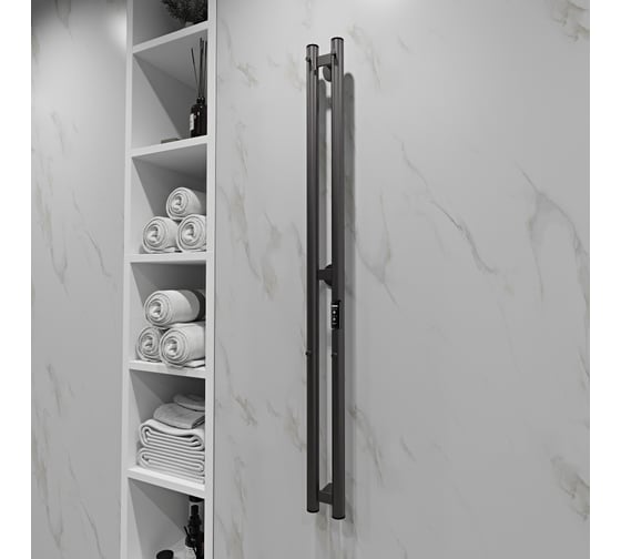 Электрический полотенцесушитель INDIGO Oktava Slim 3 (electro) 80/50 (таймер, скр.монтаж, унив.подкл.R/L, Gun Metal) LСLOKS3E80-50GNSRt
