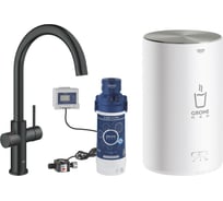 Комплект для кухни Grohe Red Duo II с бойлером M-size смеситель с C-образным изливом черный бархат 30083KS1