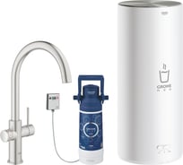 Комплект для кухни Grohe Red Duo с C-образным смесителем бойлером L-Size и фильтром суперсталь 30079DC1