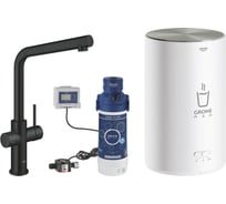 Комплект для кухни Grohe Red Duo с L-образным смесителем, бойлером M-Size и фильтром, черный бархат 30327KS1