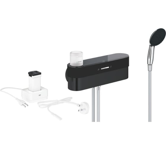 Душевой набор Grohe Purefoam, 2 режима, 1750 мм, 7,6 л/мин, хром/черный1033670000
