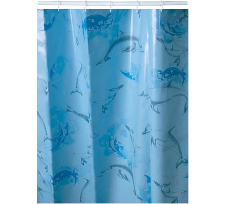 Штора для ванной Аквалиния Дельфины голубая, 1.8х1.8 м 6984ДГ