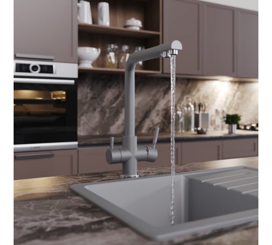 Смеситель для кухни MIXLINE ML-GS10 342 графит, с выходом для питьевого фильтра 547933