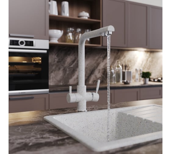 Смеситель для кухни MIXLINE ML-GS10 302 песочный, с выходом для питьевого фильтра 547686
