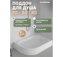 Поддон акриловый EvaGold 120х80х25 правый полукруглый, с сифоном EG230024
