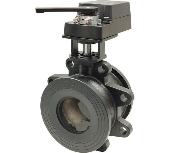 Двухходовой шаровый кран TECHNO HKC2125-32DF/24V из чугуна DN125, фланцевое соединение, с электроприводом 24Нм, 24В, управление открыто/закрыто 654122