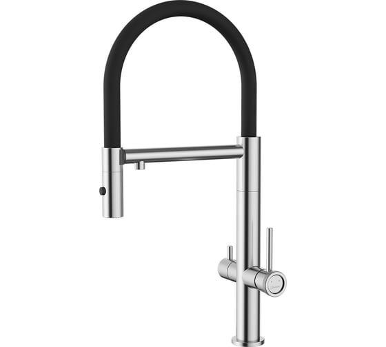 Смеситель для кухни LEMARK ZENITH с гибким изливом, с подключением к фильтру питьевой воды, нержавеющая сталь LMF-1676S-SSN