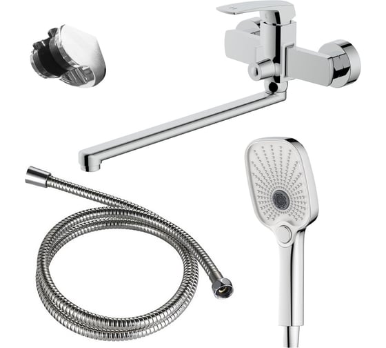 Смеситель для ванны с ручным душем Azario Конда длинный излив, хром 00098586
