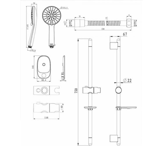 Душевой комплект Bravat Waterfall D152CP-2A-RUS