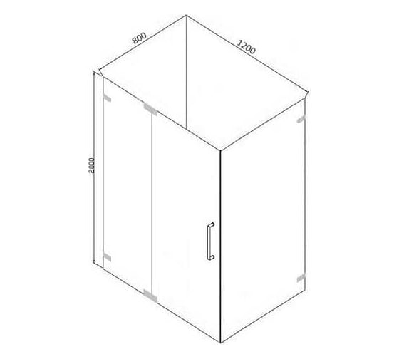 Душевое ограждение Bravat Vega без поддона, одна распашная дверь 1200x800x2000 BS120.3111A