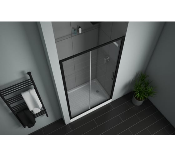 Душевая дверь в нишу Bravat BLACKLINE черный профиль BD120.4101B