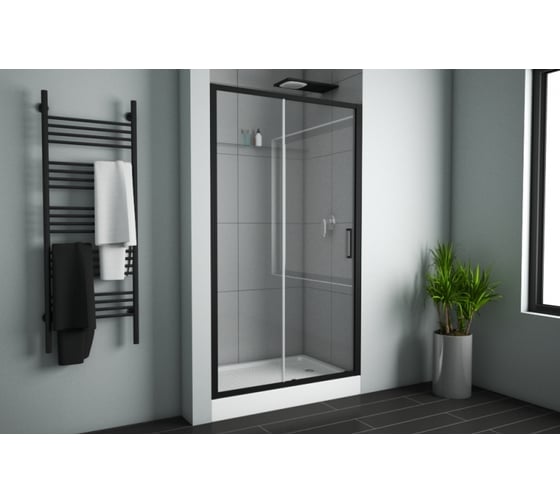 Душевая дверь в нишу Bravat BLACKLINE черный профиль BD120.4101B