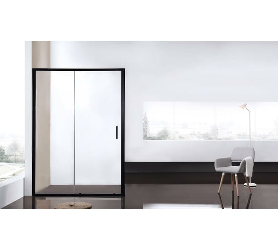 Душевая дверь в нишу Bravat BLACKLINE черный профиль BD120.4101B