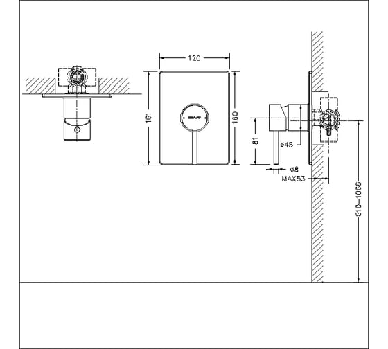 Встраиваемый смеситель Bravat Arc 1-функц PB86061C-A-ENG