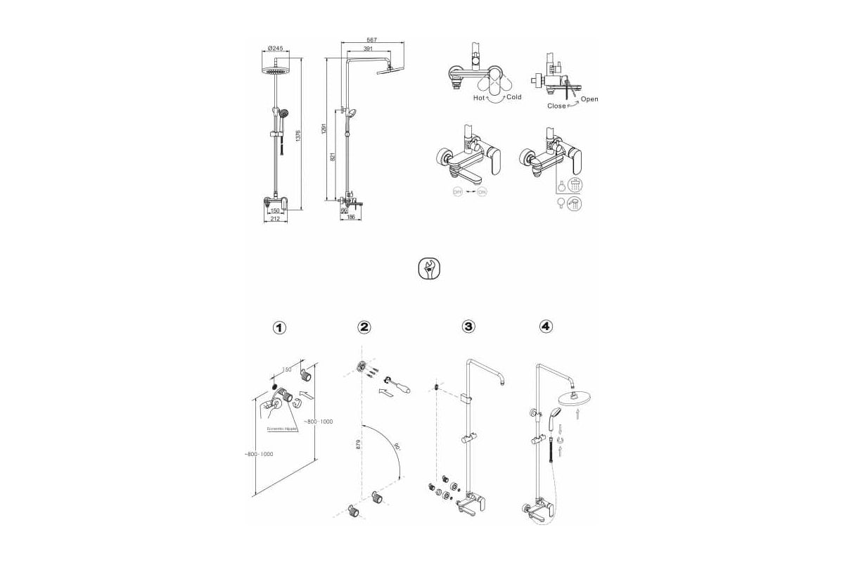 Душевая колонна со смесителем для ванны Bravat Opal F6125183CP-A3-RUS ...