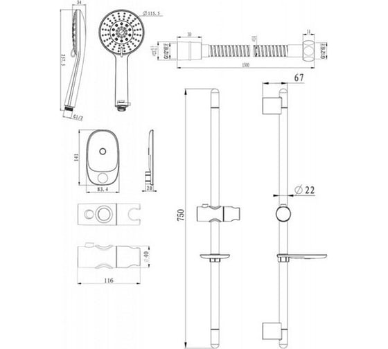Душевой комплект Bravat Eco D152CP-3-RUS