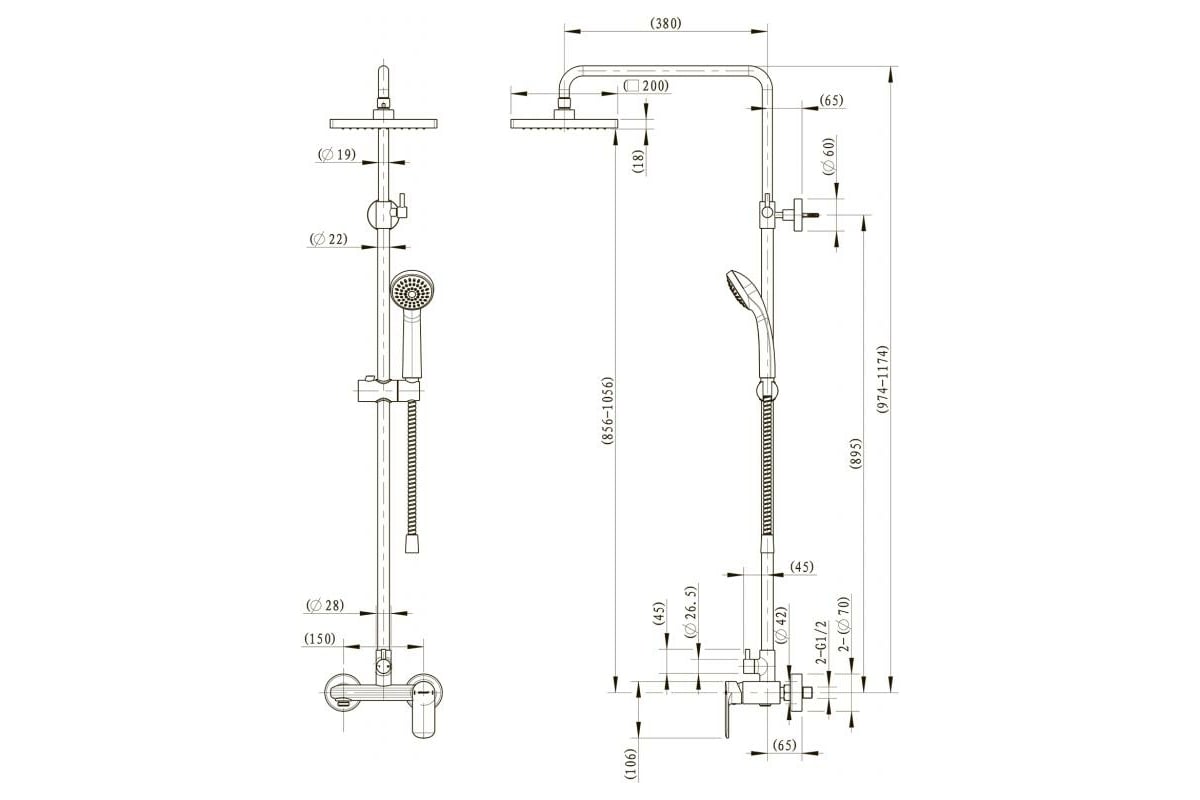 Душевая колонна со смесителем для душа Bravat Opal F9125183CP-A-RUS ...
