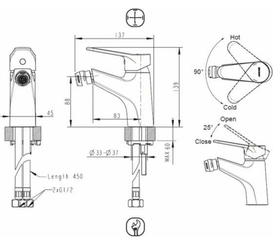 Смеситель для биде Bravat Eco F3111147C