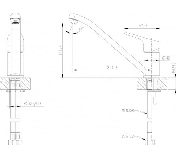 Смеситель для кухни Bravat Drop F74898C-2