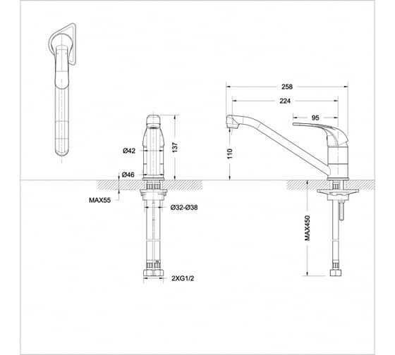 Смеситель для кухни Bravat Fit F7135188CP-RUS