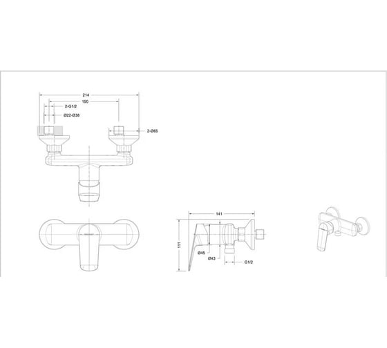Смеситель для душа Bravat Rhein F9429564CP-01-ENG