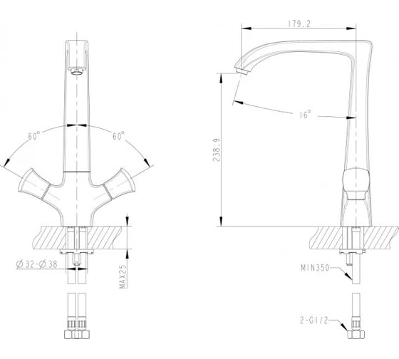 Смеситель для кухни Bravat Whirlpool F778112C