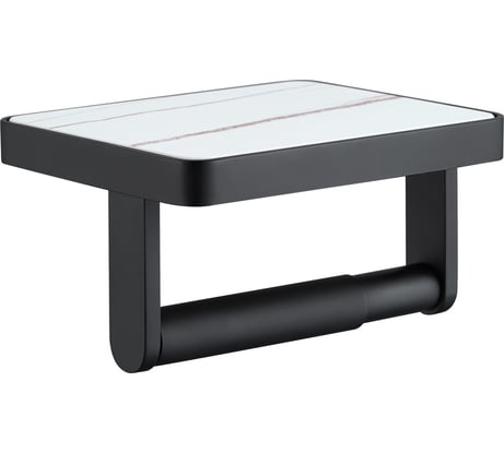 Бумагодержатель IDDIS On-X с полкой, со вставкой из белого камня, латунь, черный матовый ONXBL01i43