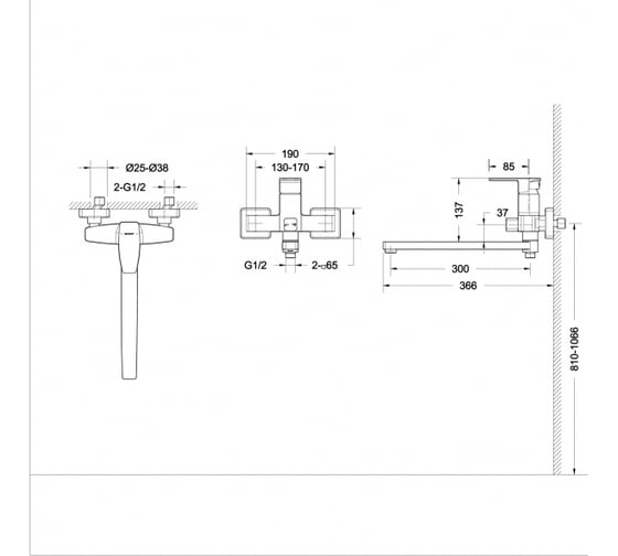 Смеситель для ванны с длинным изливом Bravat Riffle F672106C-L