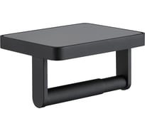 Бумагодержатель IDDIS On-X с полкой, со вставкой из стекла, латунь, черный матовый ONXBL02i43