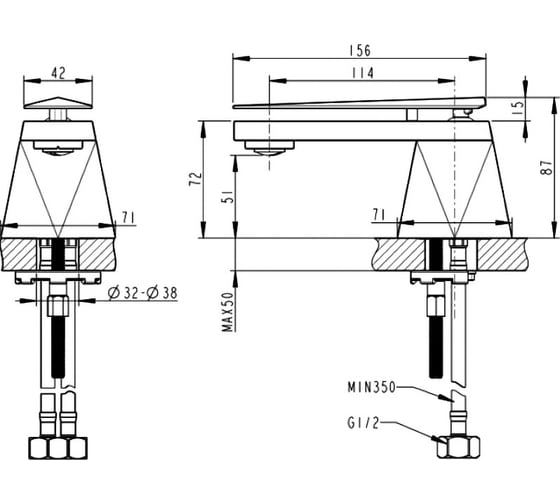 Смеситель для умывальника Bravat Diamond F118102C-ENG