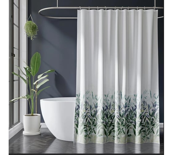 Штора для ванной DEFENDER HOME Nature L-01, 178×183 см, 70 г/м², листья GS701