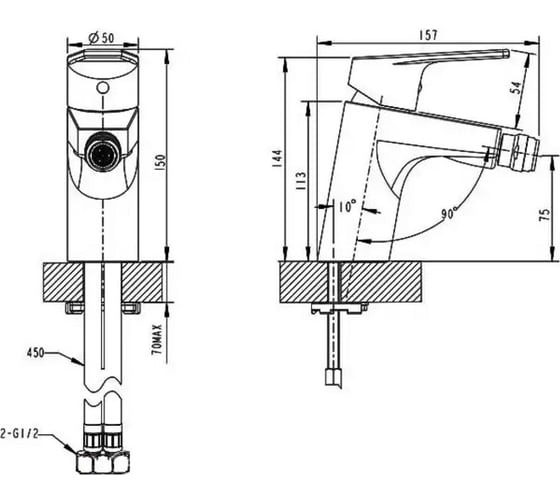 Смеситель для биде Bravat Line F35299C-1