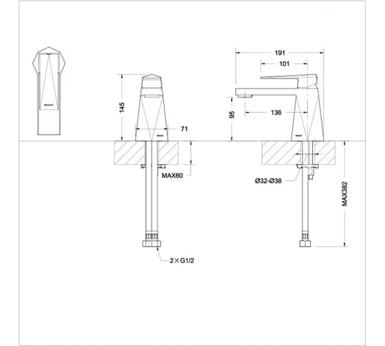 Смеситель для умывальника Bravat Iceberg F176110C