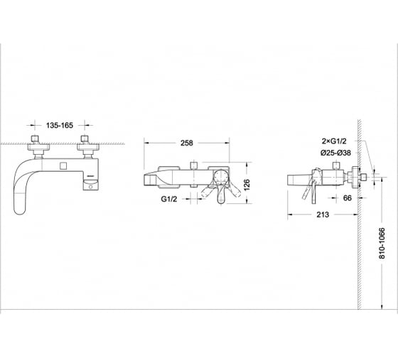 Смеситель для ванны с коротким изливом Bravat Wave F674108C-01