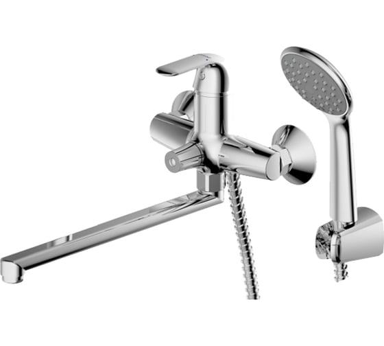 Смеситель для ванны с длинным изливом с аксессуарами Bravat Fit F6135188CP-LB-RUS 1