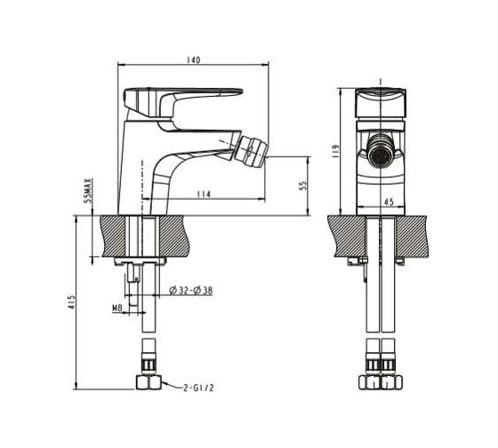 Смеситель для биде Bravat Eler F3239218CP-1-RUS