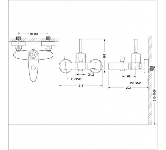 Смеситель для ванны с коротким изливом Bravat Spring F679113C-01