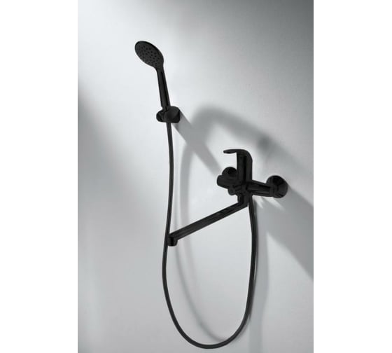 Смеситель для ванны длинный излив, черный Bravat Fit Black F6135188BM-LB-RUS