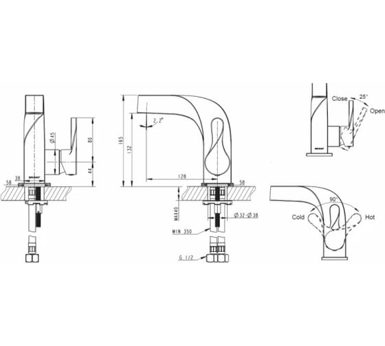 Смеситель для умывальника Bravat Wave F174108C-2