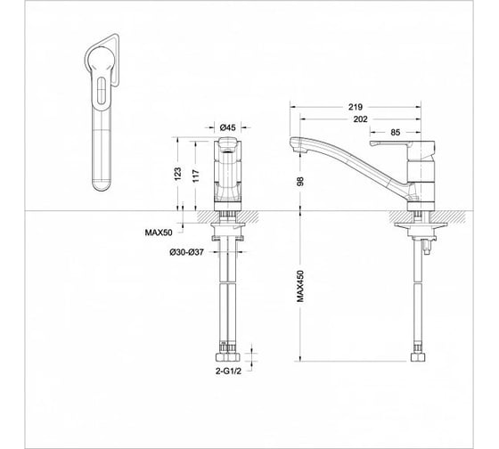 Смеситель для кухни Bravat STREAM-D BLACK черный F737163BM-1