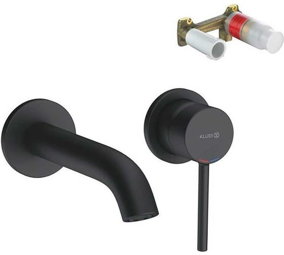 Настенный смеситель для умывальника Kludi KLUDI BOZZ SET 2 отв. 180 mm, черный мат. + внутренняя часть 38243 00094818